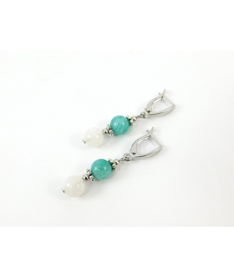 Exclusive earrings "Hutsul motifs" Adular, Amazonite