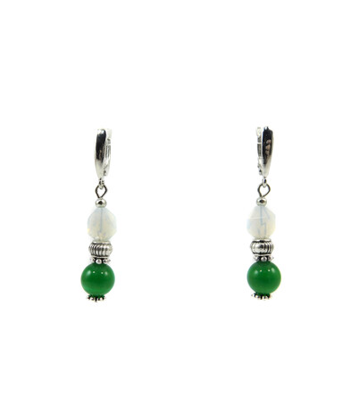 Exclusive earrings "Freshness of the forest", Moonstone, Jade