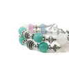 Exclusive bracelet &quot;Hutsul motifs&quot; Adular, Aquamarine, Kunzite, Amazonite, 2 rows