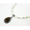 Exclusive necklace &quot;Melancholy Waltz&quot; Mother of pearl, Tiger&#039;s eye pendant