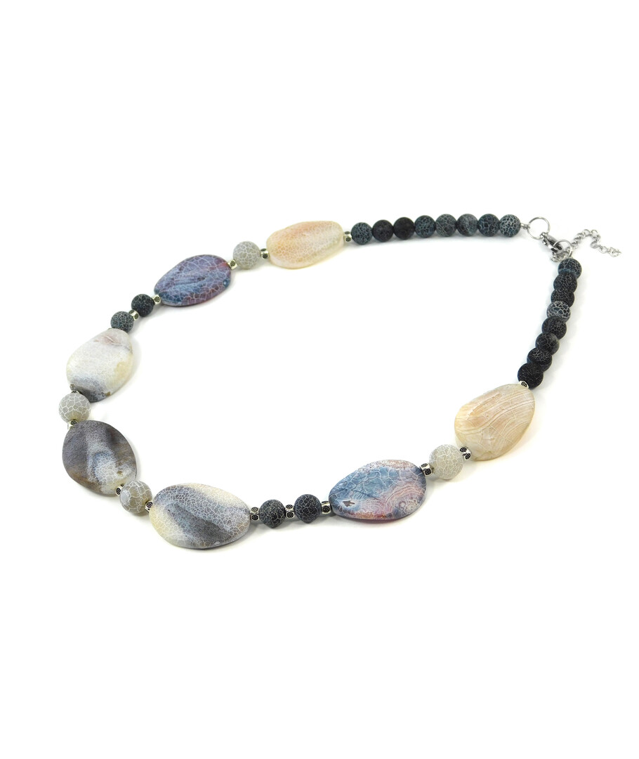 Exclusive Frosty Agate necklace, oval