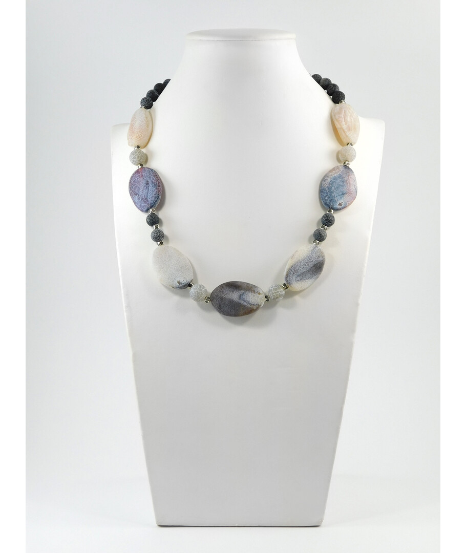 Exclusive Frosty Agate necklace, oval