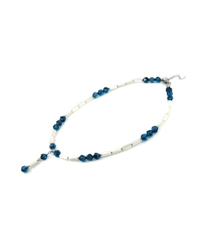 Exclusive necklace "Jasmine" Multi-faceted quartz, mother-of-pearl tube