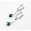 Exclusive earrings &quot;Jasmine&quot; Quartz multifaceted blue, mother-of-pearl tube