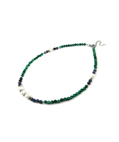 Exclusive necklace "Versailles" Malachite, Sapphire, Pearls