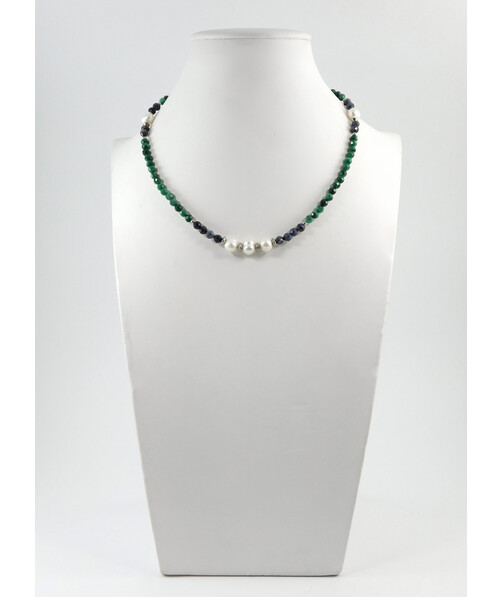 Exclusive necklace "Versailles" Malachite, Sapphire, Pearls