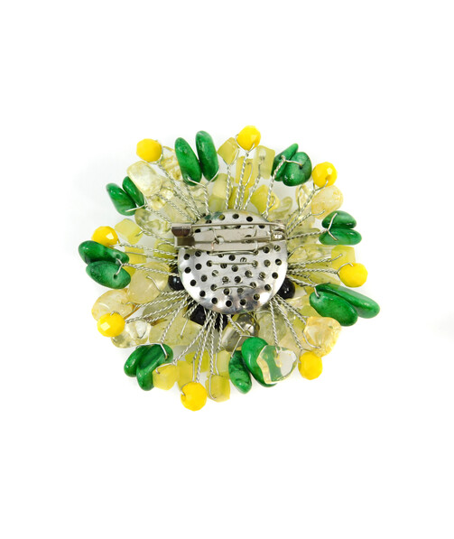 Exclusive brooch "Sunflower" Agate, Citrine crumb