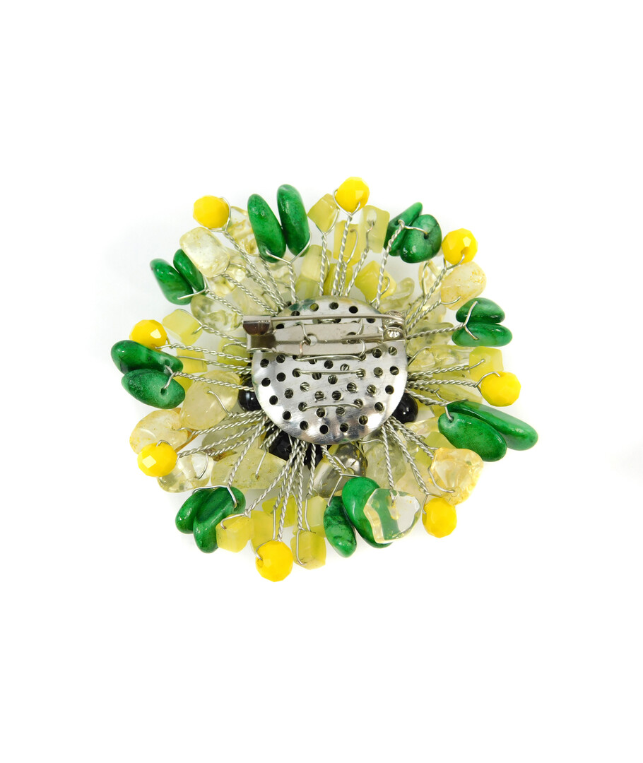 Exclusive brooch "Sunflower" Agate, Citrine crumb