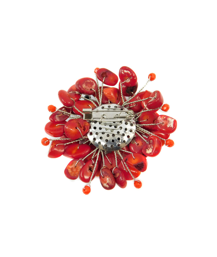 Exclusive brooch "Mak" Jasper, Coral crumb