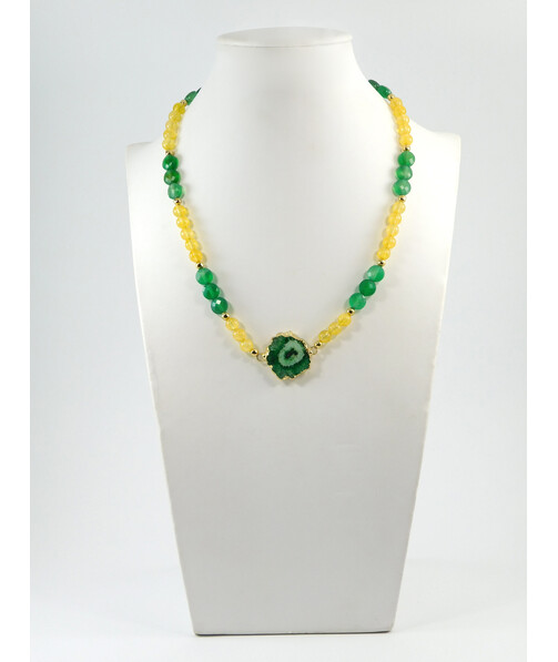 Exclusive necklace "Royal Charm" Chrysoprase tablet facet, Citrine