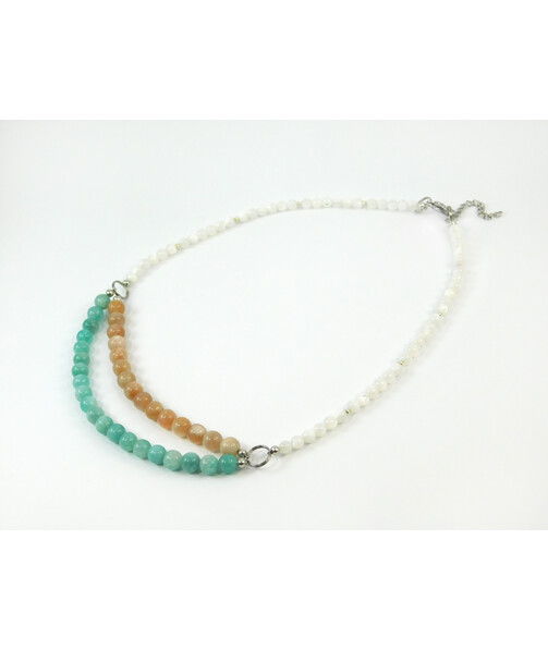 Exclusive necklace "Romania" Sunstone, Amazonite, Mother of pearl