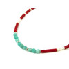 Exclusive necklace &quot;Romania&quot; Amazonite, mother-of-pearl, coral puck, silver