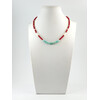 Exclusive necklace &quot;Romania&quot; Amazonite, mother-of-pearl, coral puck, silver