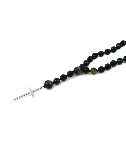 Rosary for prayer Obsidian, silver