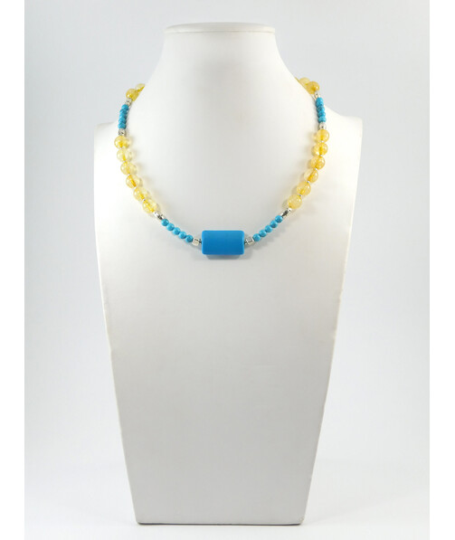 Exclusive necklace "Phoenix" Citrine, Turquoise, plate