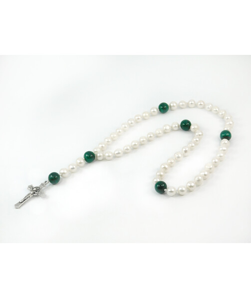 Rosary for prayer Malachite, Pearls