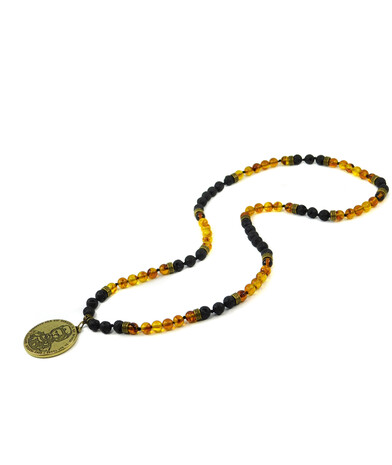 Exclusive necklace "Shevchenko's wisdom" Lava, Amber