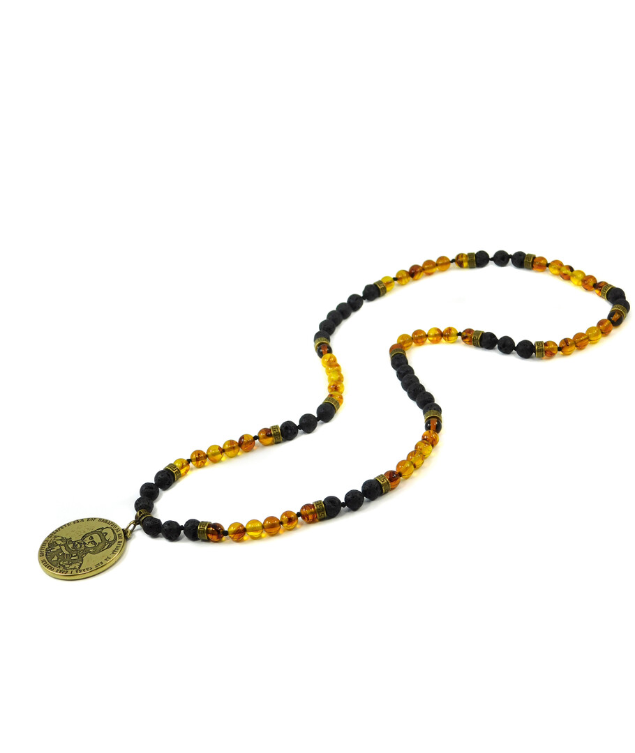 Exclusive necklace "Shevchenko's wisdom" Lava, Amber