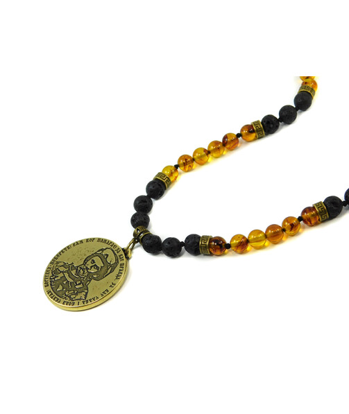 Exclusive necklace "Shevchenko's wisdom" Lava, Amber