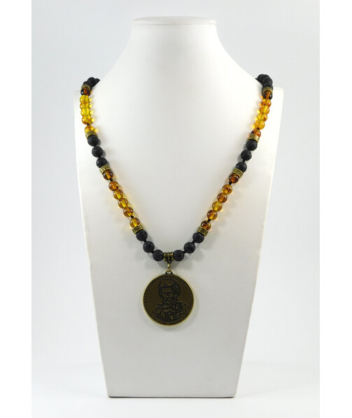 Exclusive necklace "Shevchenko's wisdom" Lava, Amber