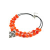 Exclusive necklace &quot;Prima Donna&quot; Orange cut coral, rondel, 2 rows