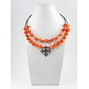 Exclusive necklace &quot;Prima Donna&quot; Orange cut coral, rondel, 2 rows