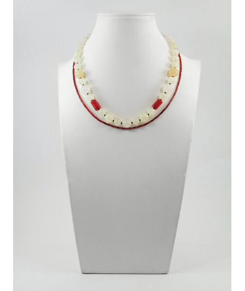 Exclusive necklace "Pishchanka" Onyx, Coral barrel, 2 rows