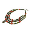 Exclusive necklace &quot;Khatiche 2&quot; Jadeite, coral sponge coin, 3-row