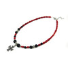 Exclusive necklace &quot;Red and black&quot; Lava, Coral fig