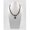 Exclusive necklace &quot;Red and black&quot; Lava, Coral fig