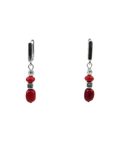 Exclusive earrings "Lisbon" Coral rice, rondel