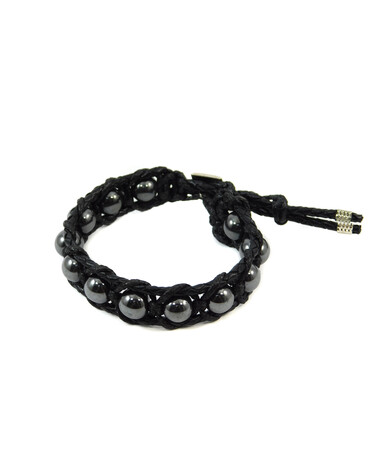 Exclusive leather bracelet "Arrest" Hematite