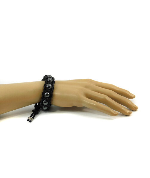 Exclusive leather bracelet "Arrest" Hematite