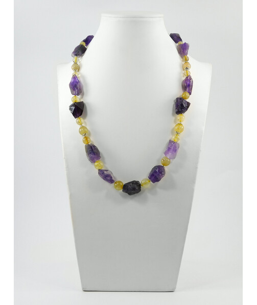 Exclusive necklace "Amethyst mountain" Amethyst, rutile quartz