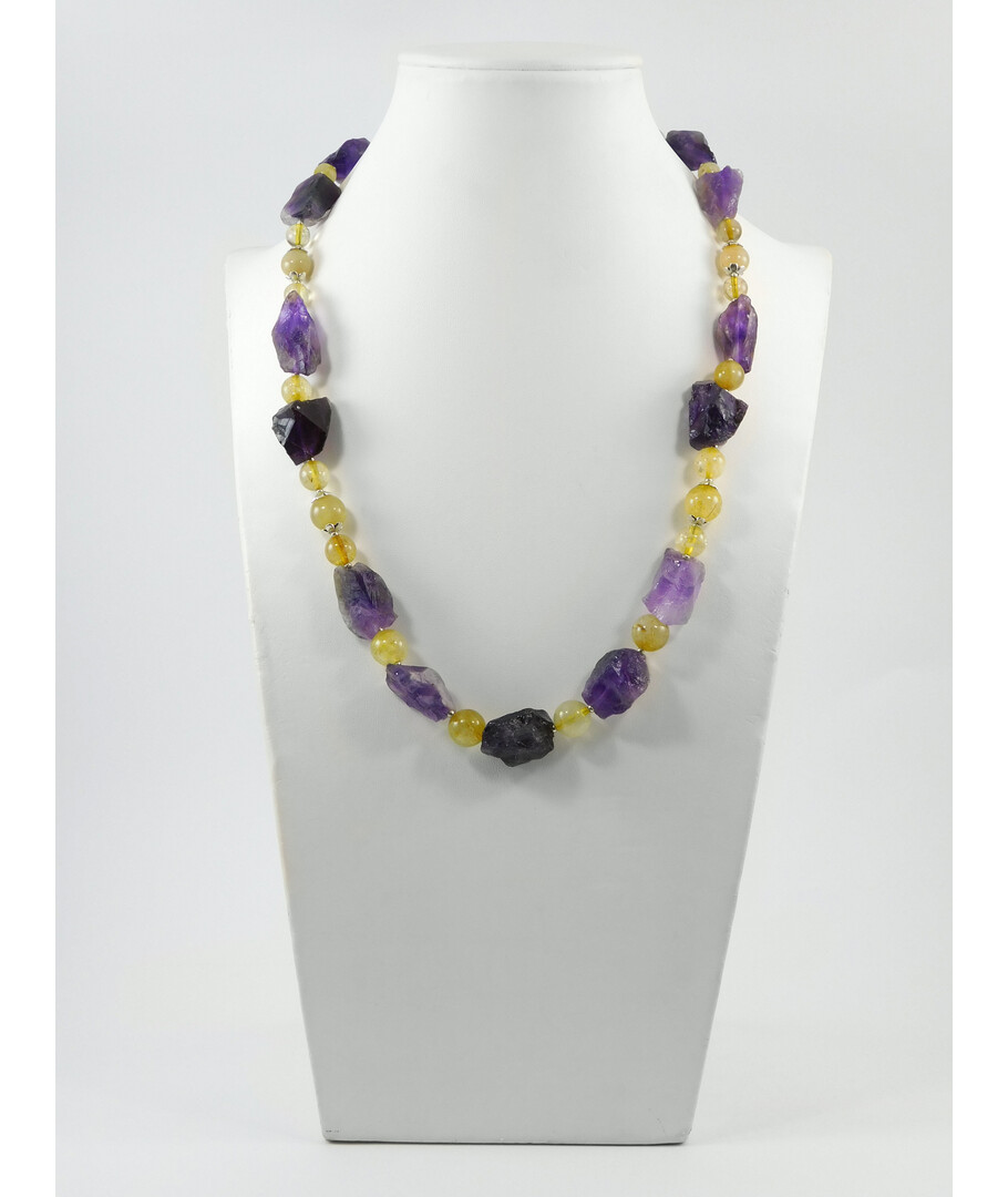 Exclusive necklace "Amethyst mountain" Amethyst, rutile quartz