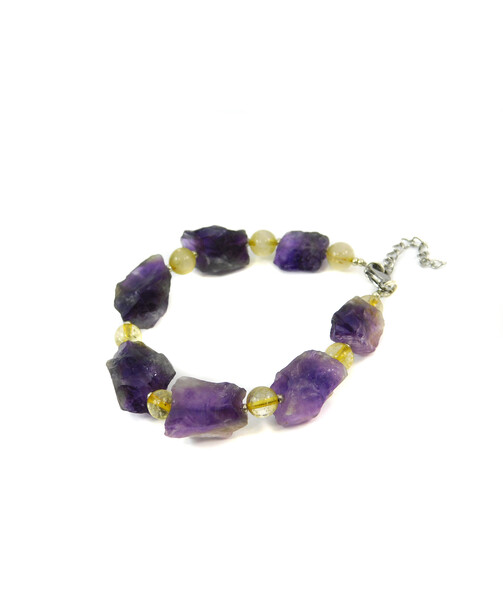 Exclusive bracelet "Amethyst mountain" Amethyst, rutile quartz