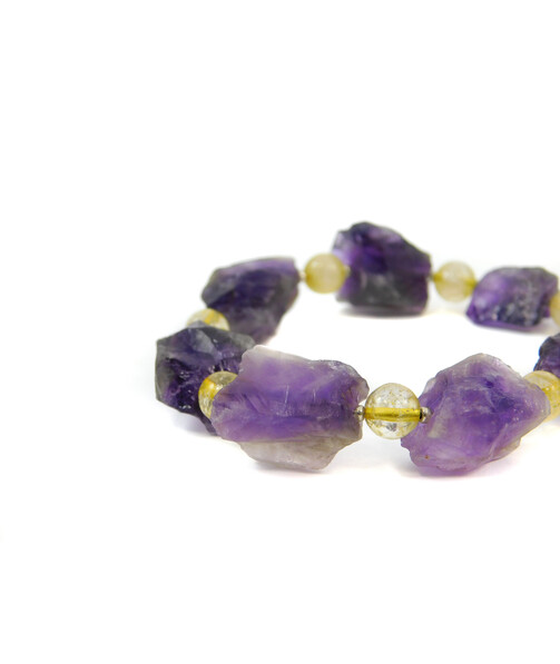 Exclusive bracelet "Amethyst mountain" Amethyst, rutile quartz