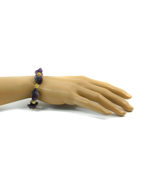 Exclusive bracelet "Amethyst mountain" Amethyst, rutile quartz