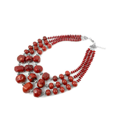 Exclusive necklace "Ksenia" Coral 3 rows