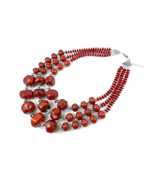 Exclusive necklace "Ksenia" Coral 3 rows