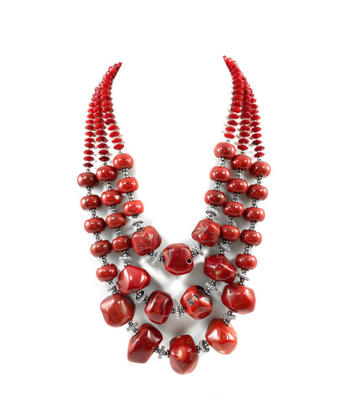 Exclusive necklace "Ksenia" Coral 3 rows