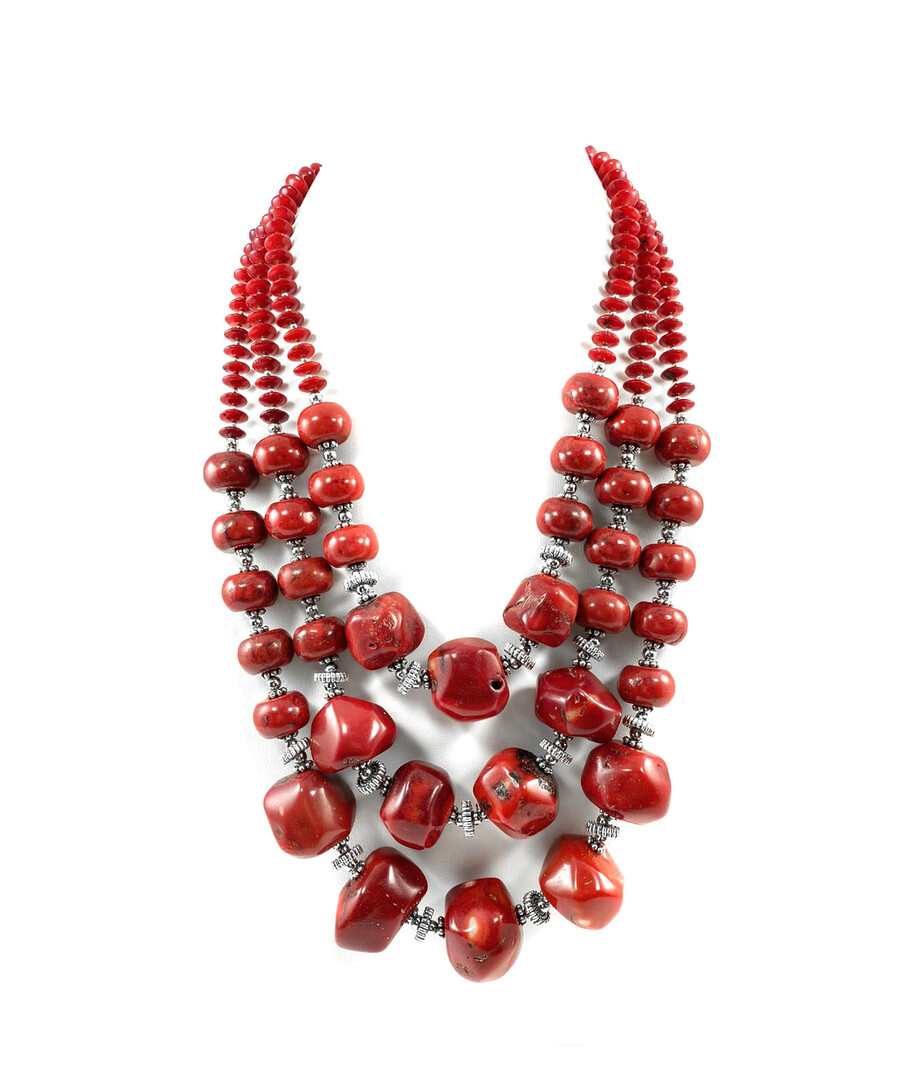 Exclusive necklace "Ksenia" Coral 3 rows