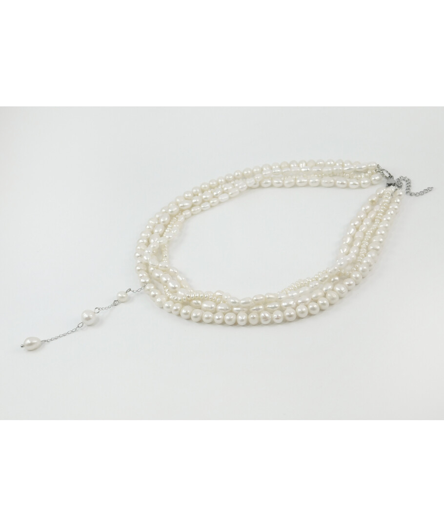 Exclusive necklace "Perfeya" Pearls, rondel, barrel, pendant, drop