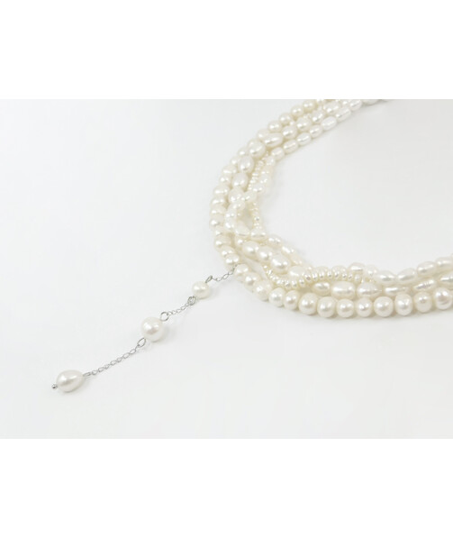 Exclusive necklace "Perfeya" Pearls, rondel, barrel, pendant, drop