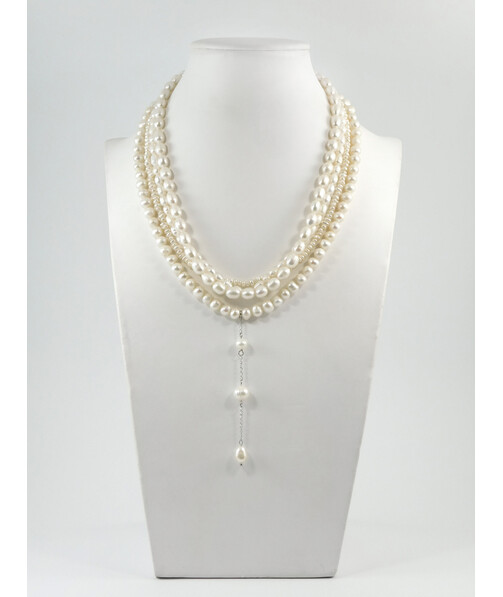 Exclusive necklace "Perfeya" Pearls, rondel, barrel, pendant, drop