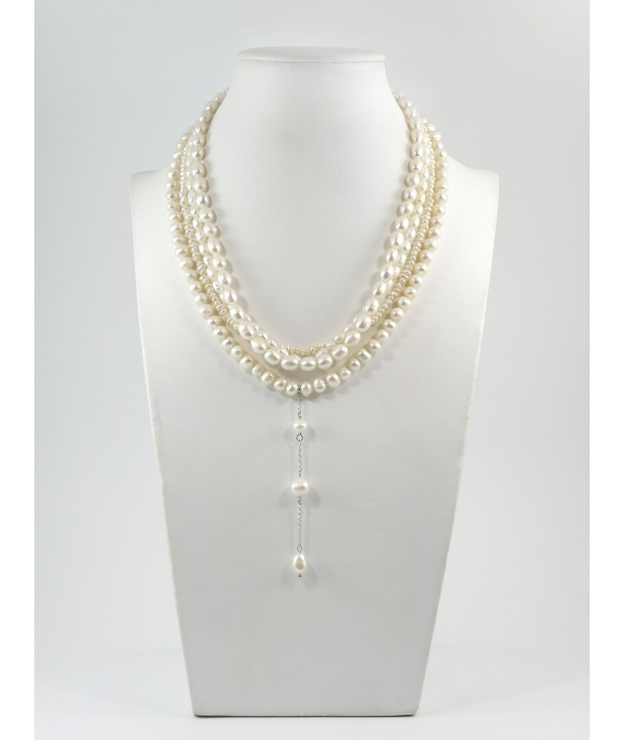 Exclusive necklace "Perfeya" Pearls, rondel, barrel, pendant, drop