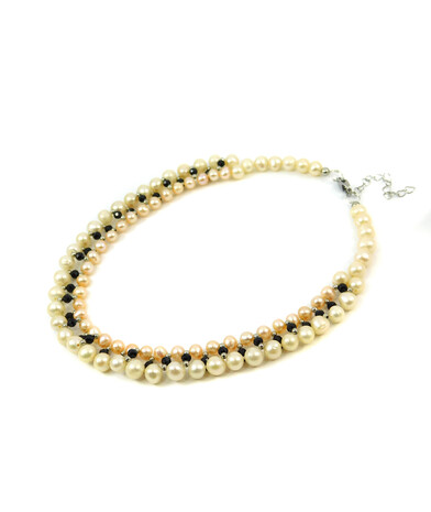 Exclusive necklace "Peach aroma" Pearls, peach, Tourmaline