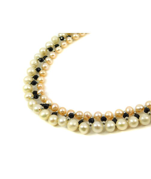 Exclusive necklace "Peach aroma" Pearls, peach, Tourmaline