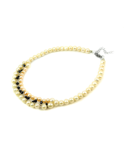 Exclusive necklace "Peach aroma mini" Pearls, peach, Tourmaline