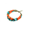 Exclusive bracelet &quot;Princess Anna&quot; Coral puck, Turquoise cube, 2-row